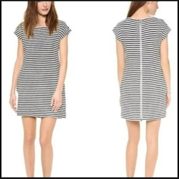 Madewell Dresses & Skirts - Madewell Zipline Striped Mini Dress Black/White Women's Size XS